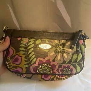 Spartina 449 Purple Canvas Floral Purse Small Shoulder Crossbody Bag